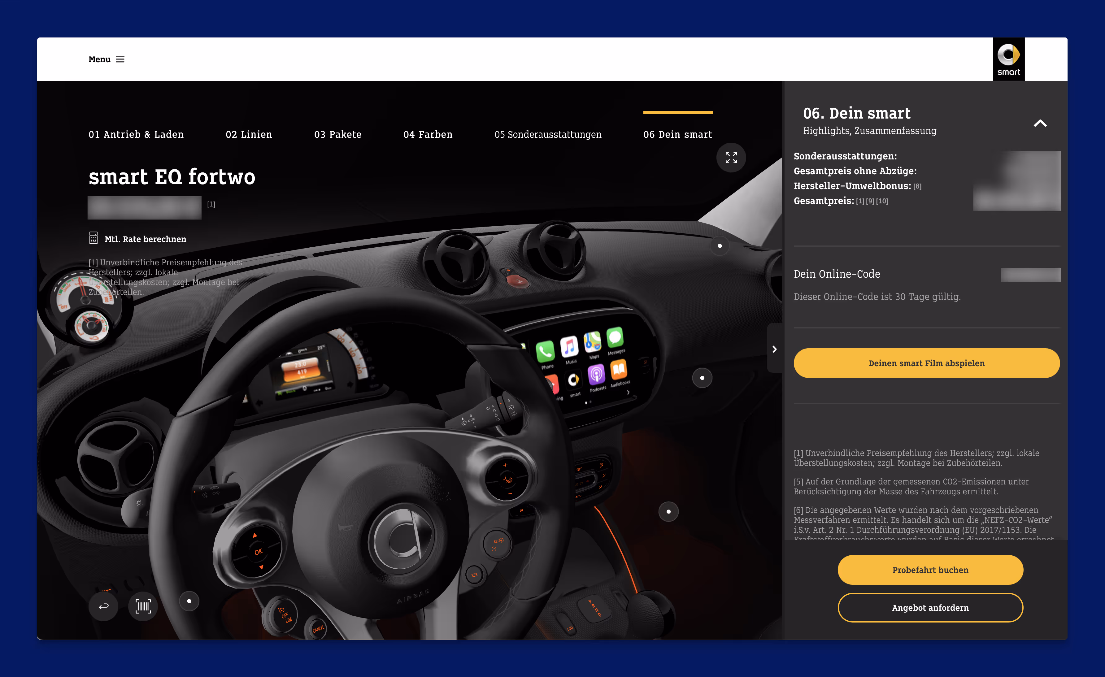 Mercedes-Benz smart - car configurator