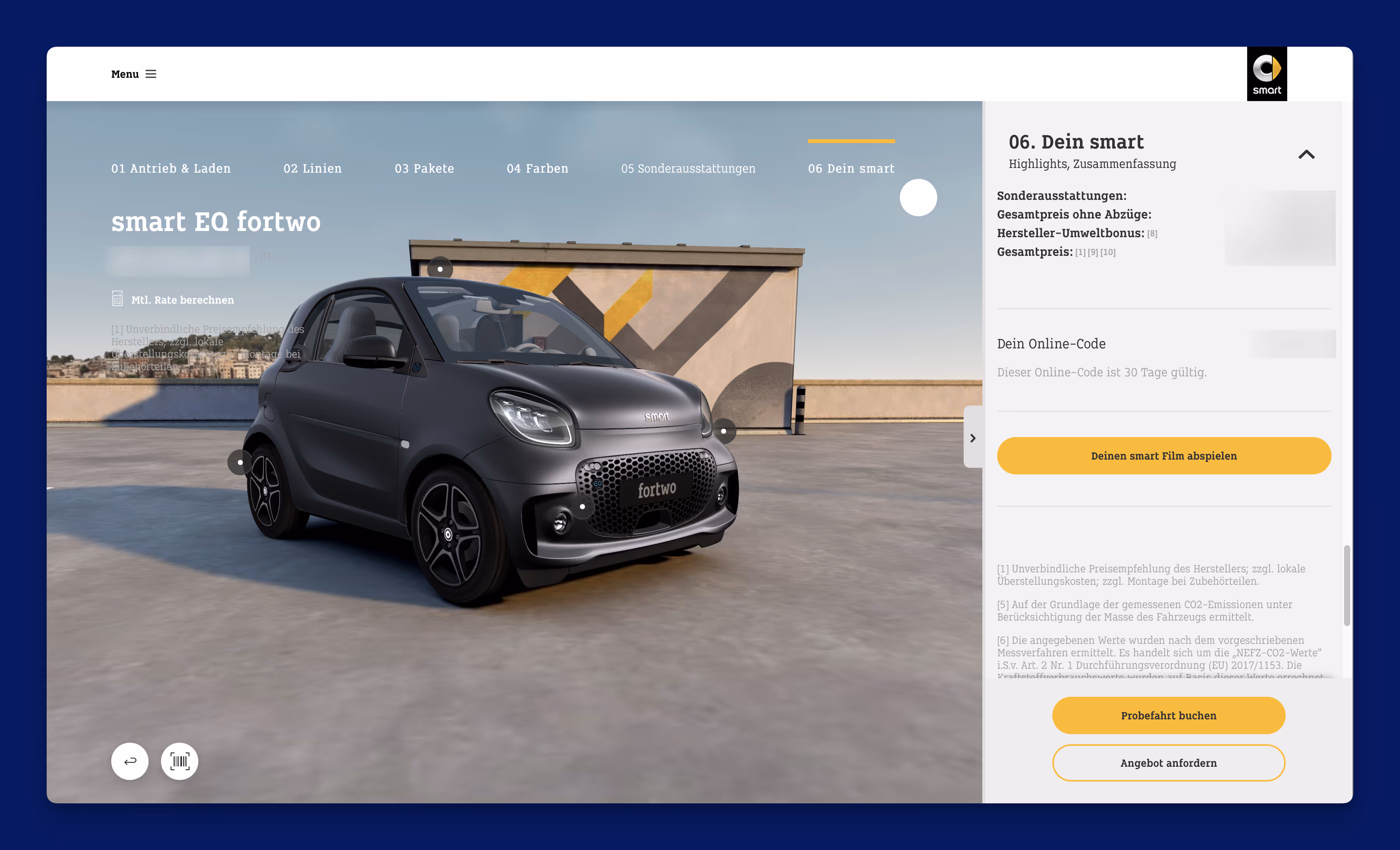 Mercedes-Benz smart - car configurator