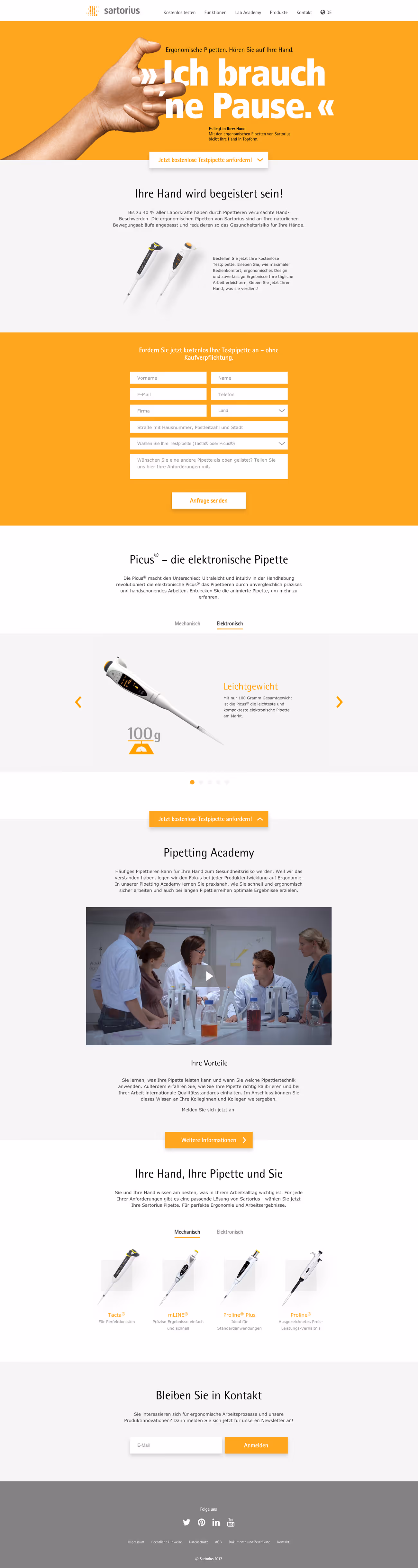 Sartorius - Pharma- & Laborzulieferer Landing Page